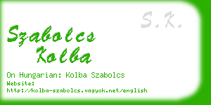 szabolcs kolba business card